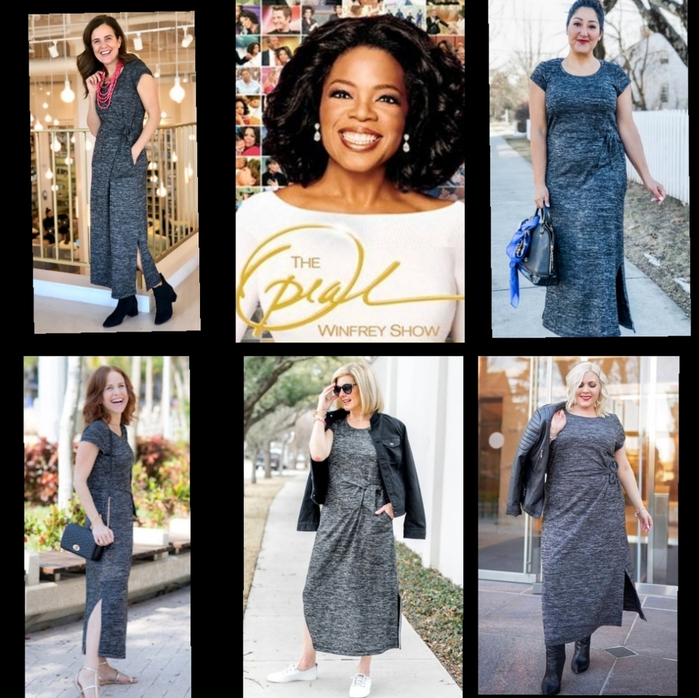 SMALL women OPRAH Talbots long maxi stretch space dye casual dress pockets